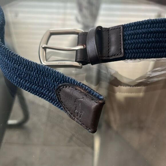 Polo Ralph Lauren 35MM Braided Stretch Buckle Belt in Navy, Size M Retail $89.50 - Picture 5 of 11